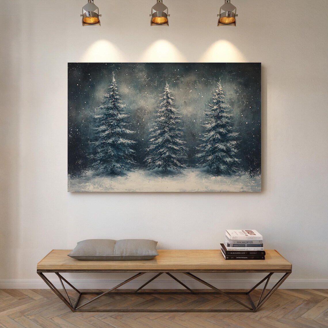 Snowy Evergreen Forest, Rustic Winter Art Print - Image 6