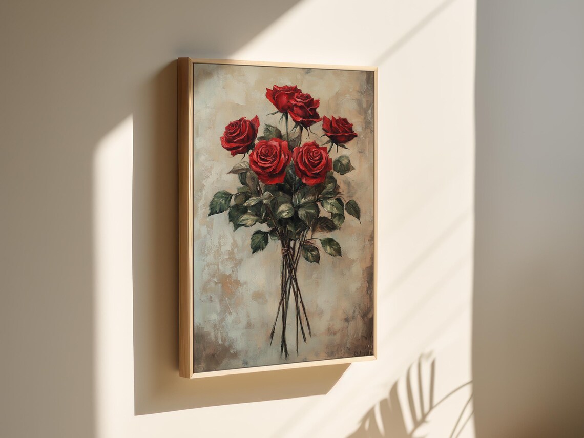Red Rose Bouquet Wall Art Print, Romantic Floral - Image 4