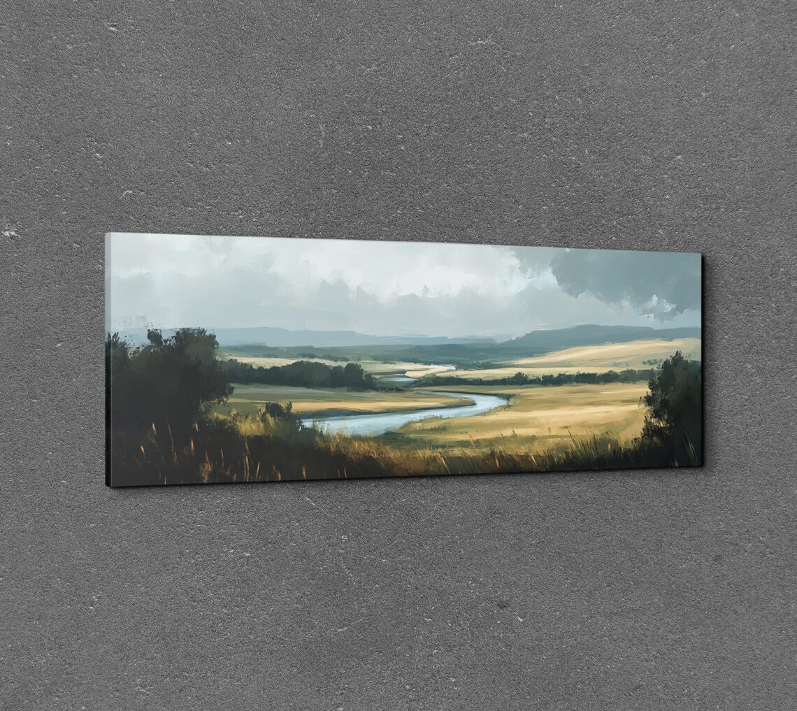 Serene River Landscape, Tranquil Landscape Art - Image 7