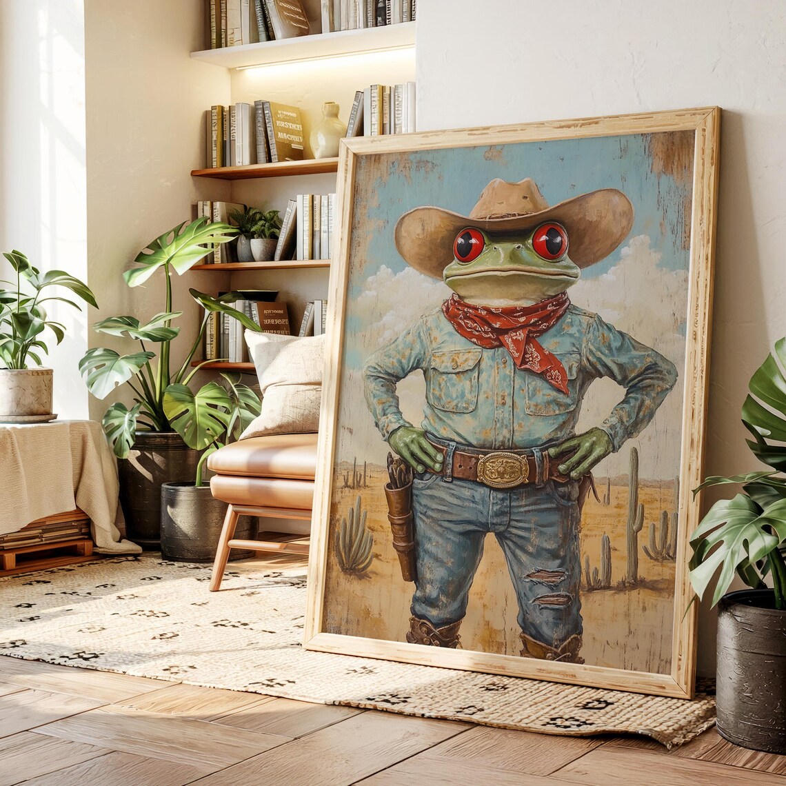 Funny Cowboy Frog In Hat And Boots Western Desert Humor Poster