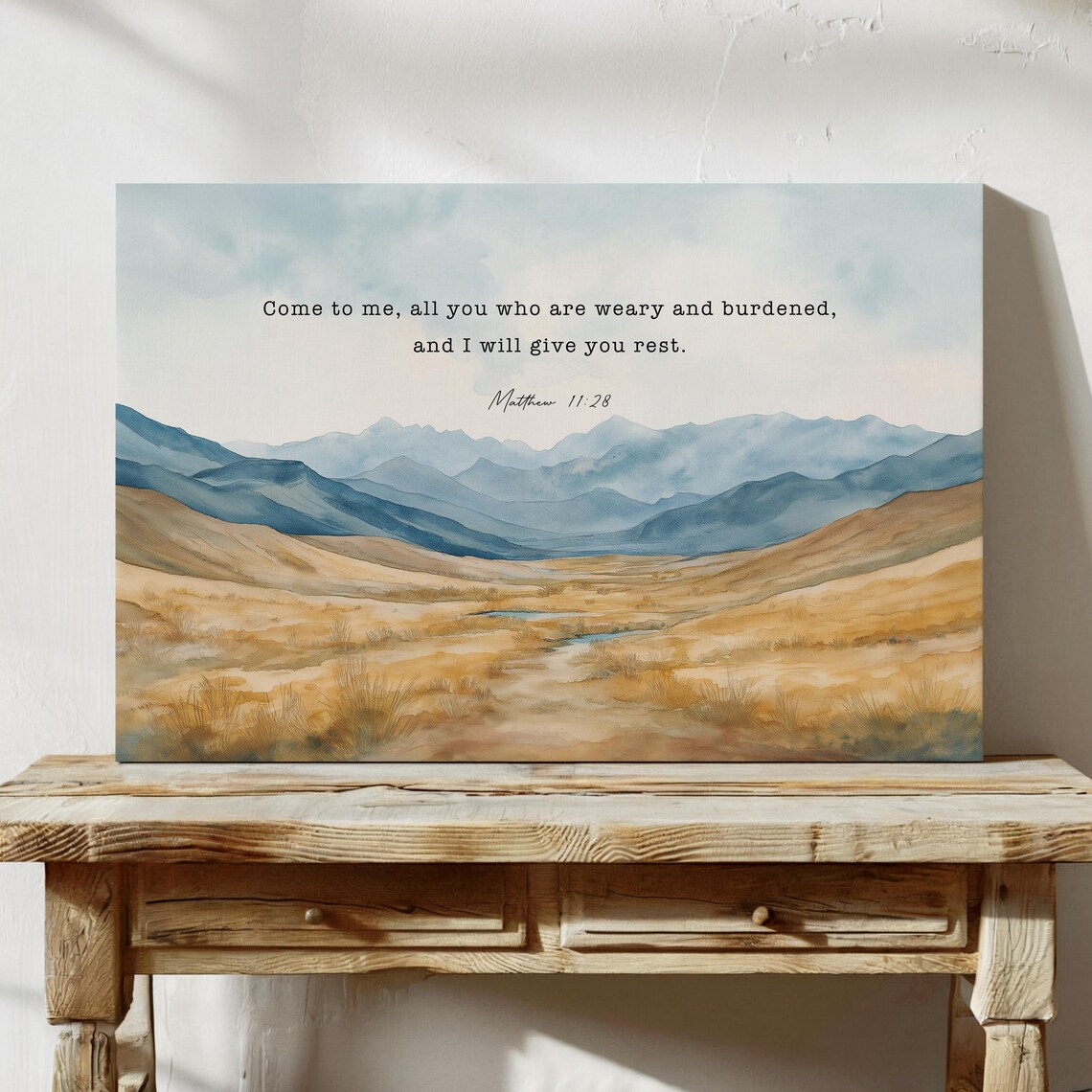Matthew 11:28 Watercolor Mountain, Bible Verse - Image 5