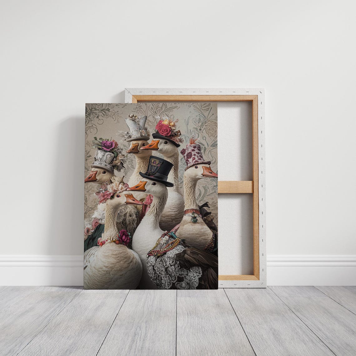 Five Geese Wearing Fancy Victorian Hats Quirky Animal Poster - Image 7