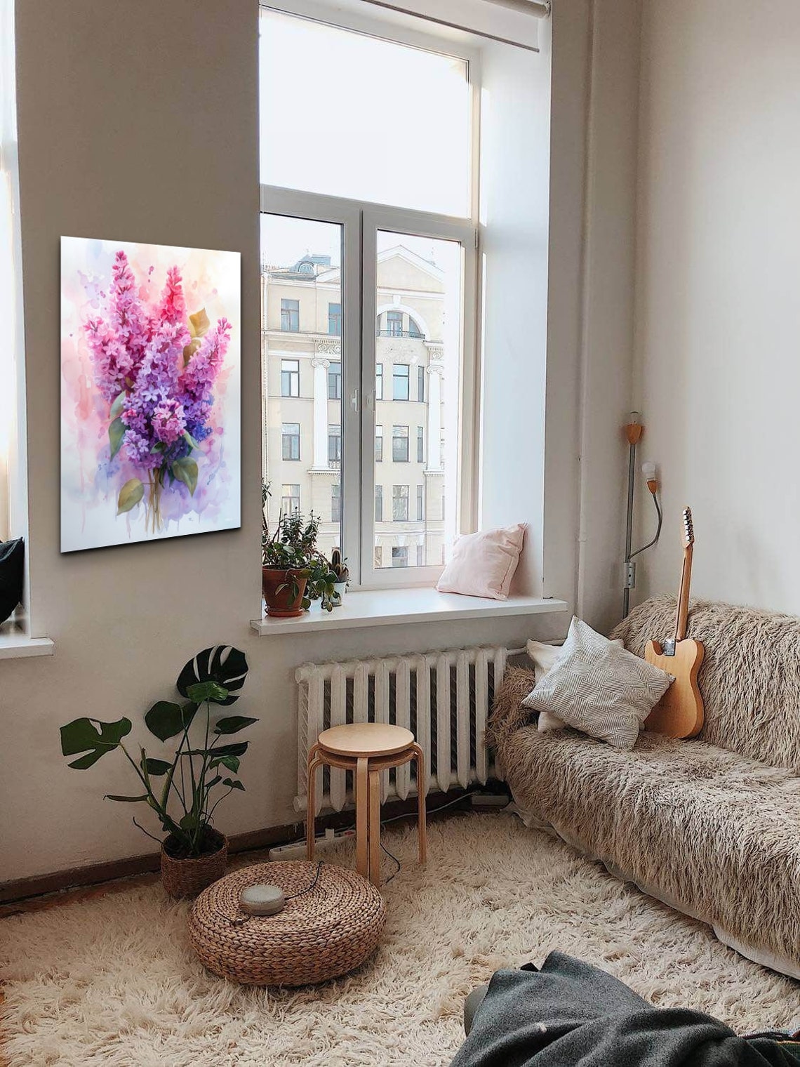 Soft Lilac Bouquet Pink Purple Watercolor Floral Spring Poster - Image 7