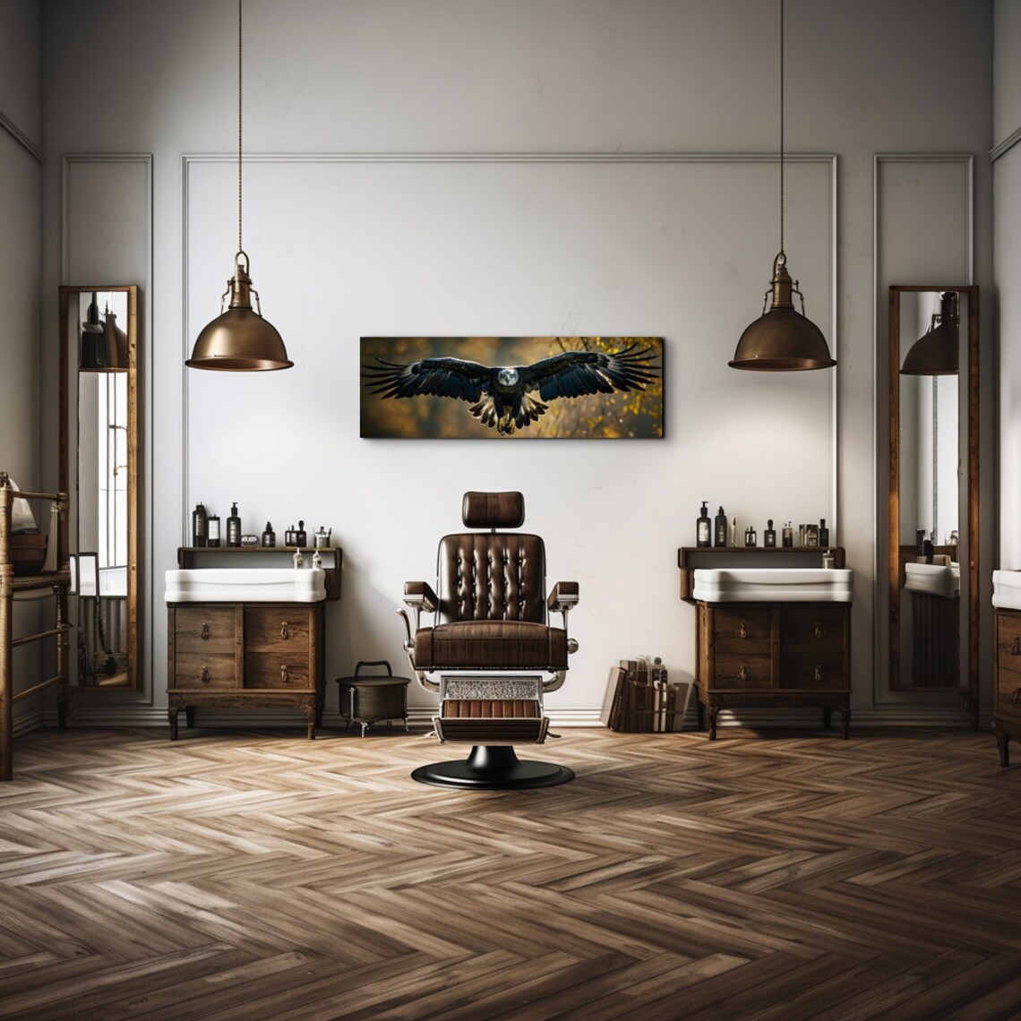 Flying Eagle Panorama, Nature Bird Art Print - Image 7