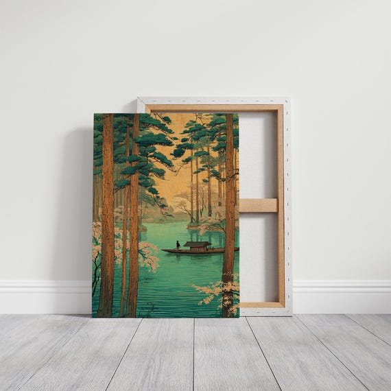 Boat Journey Through Tranquil Forest Art Print