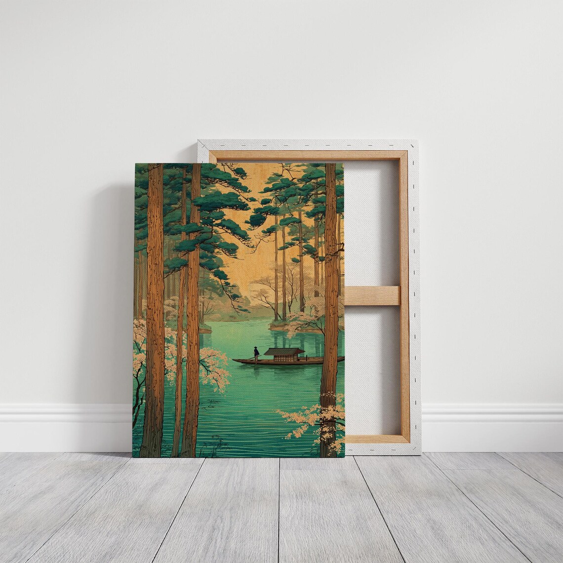 Boat Journey Through Tranquil Forest Art Print