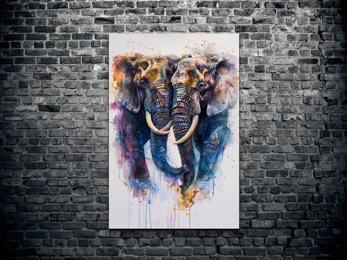 Watercolor Elephants Wall Art Print - Image 2