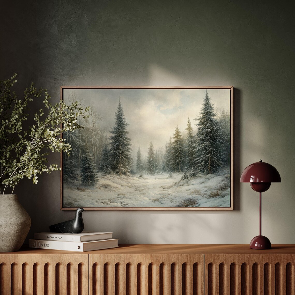 Christmas Time Snow-Crusted Pine Trees Forest Art Print - Image 4