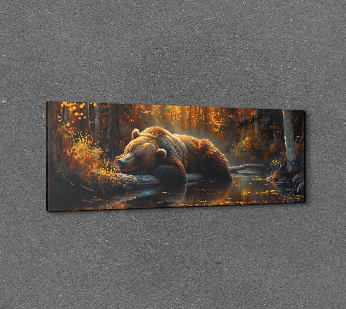 Panoramic Sleeping Bear Art Print, Wildlife Subject - Image 3
