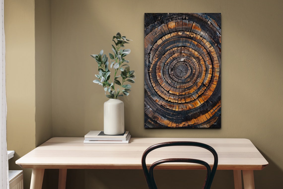 Tree Ring Wood Slice Amber Tones Rustic Cabin Decor Art Poster - Image 6