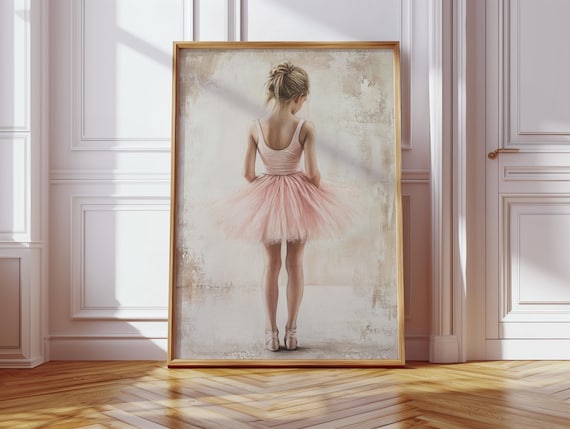 Little Ballerina Pink Tutu Vintage Ballet Dance Nursery Poster
