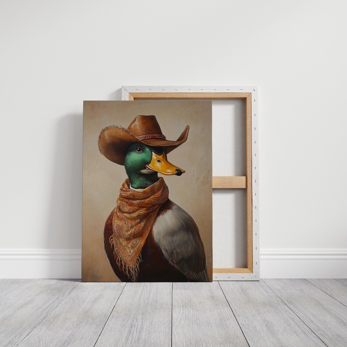 Mallard Duck Cowboy Hat Green Room Western Bird Portrait Poster - Image 5