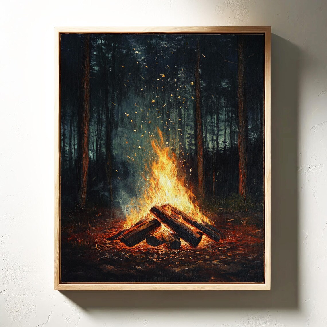 Enchanting Forest Campfire, Cozy Rustic Night Scene - Image 3