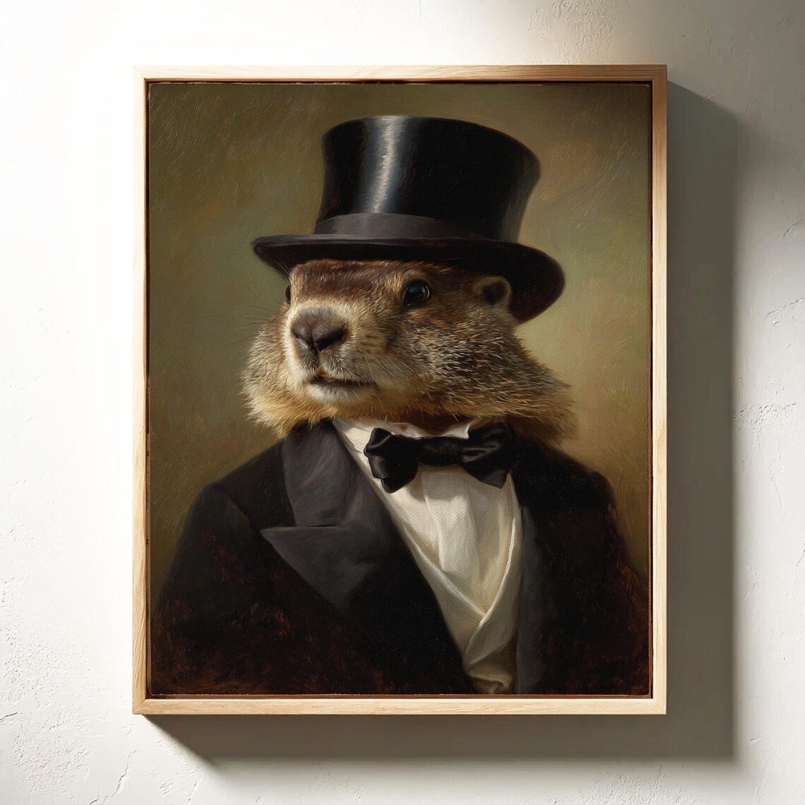 Groundhog Gentleman in Top Hat and Bow Tie Tuxedo Portrait Poster