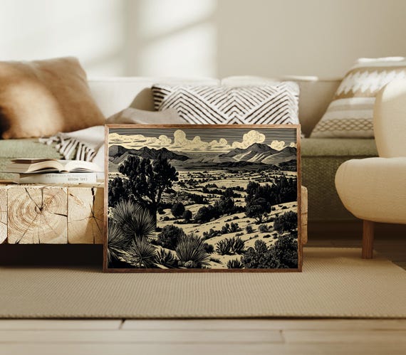 Vintage Desert Landscape Engraving