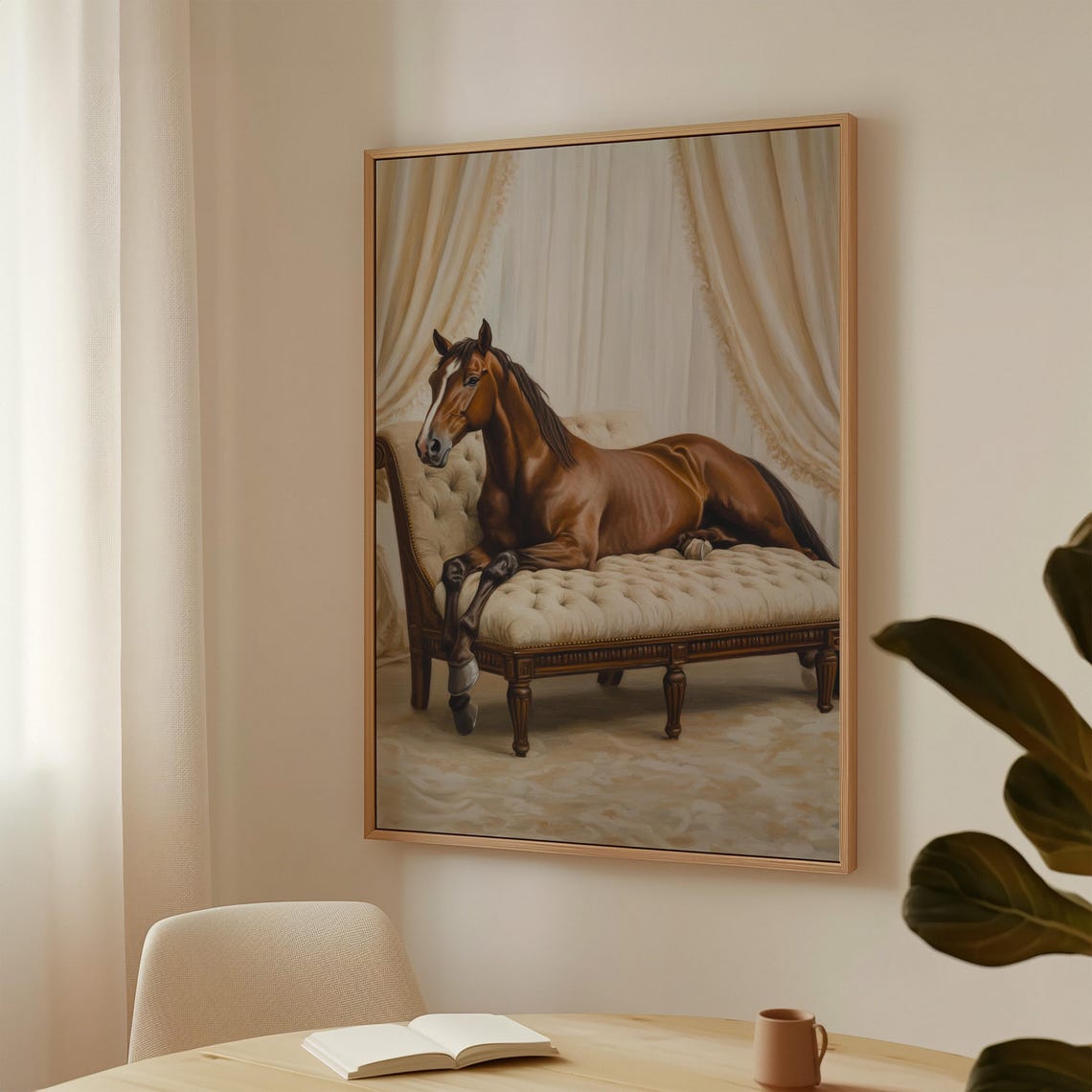 Horse Reclining On Chaise Lounge Elegant Equestrian Art Print - Image 3