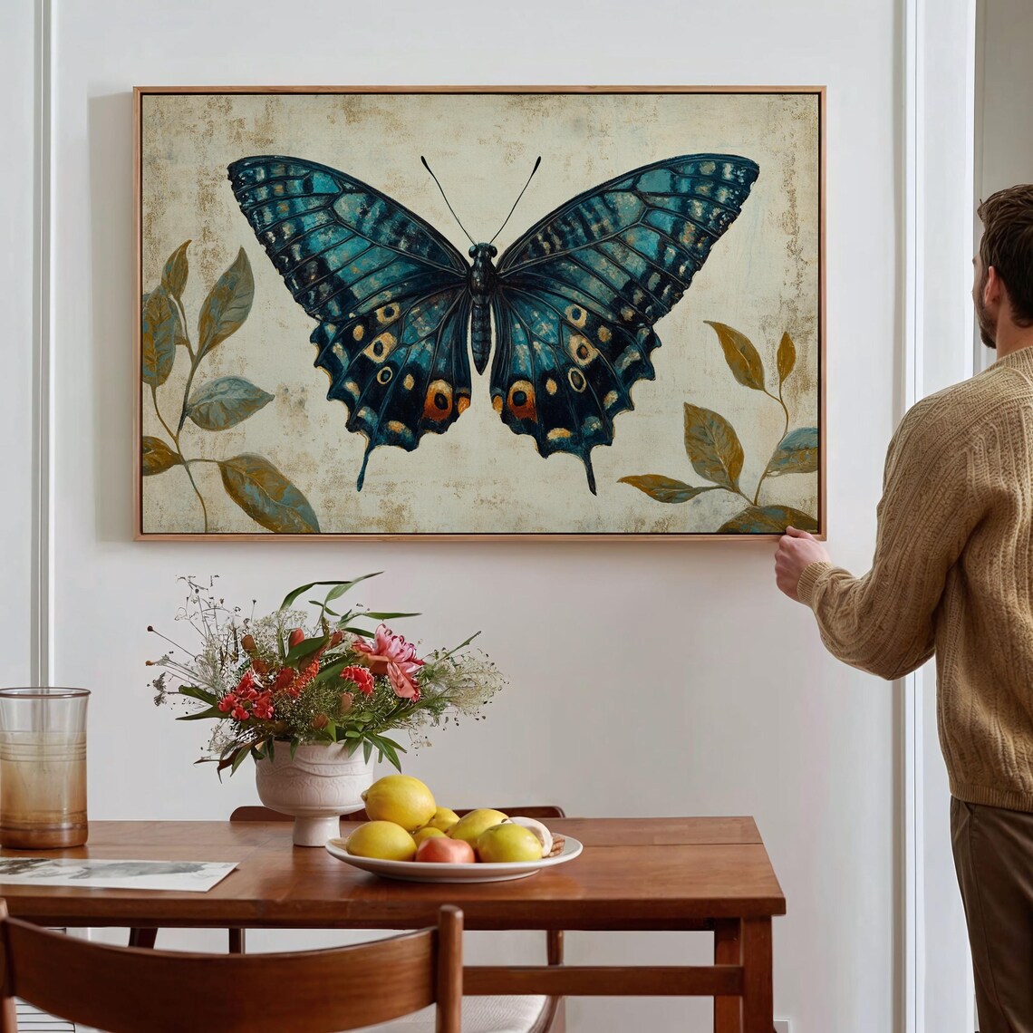 Blue Butterfly, Rustic Botanical Wall Art - Image 6