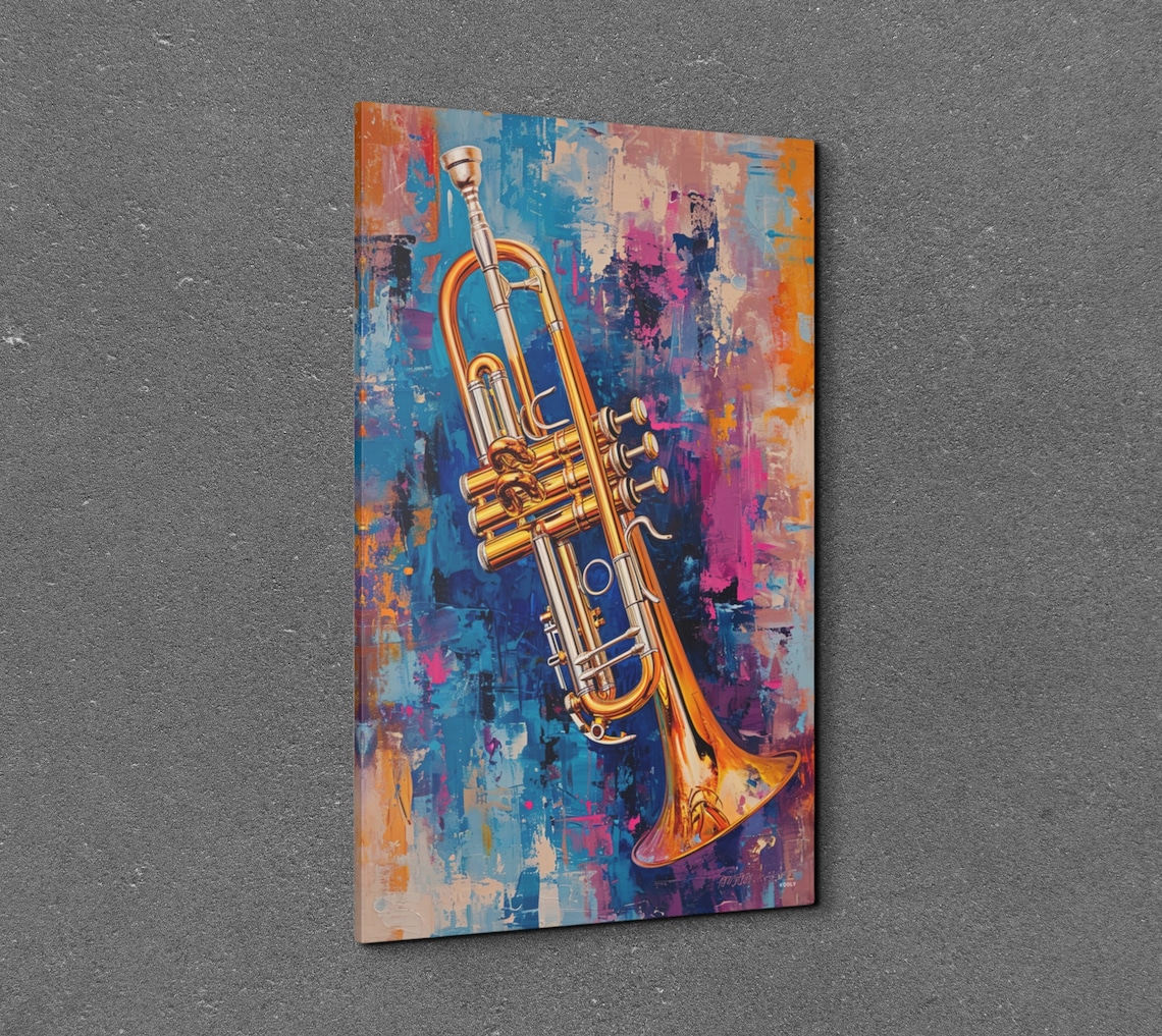 Pop Art Trumpet Wall Art Print, Vintage Retro - Image 3