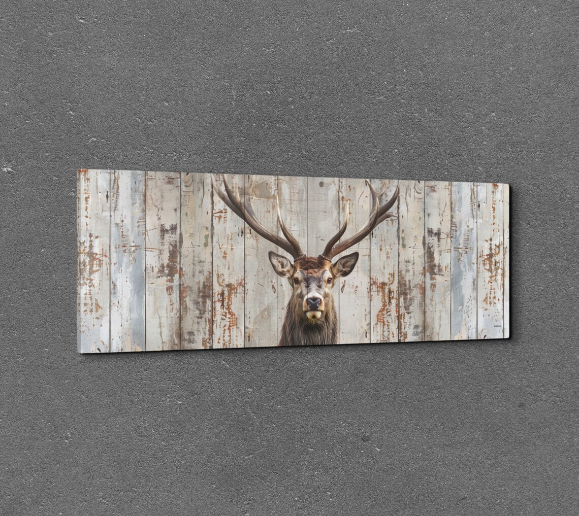 Deer Rustic Cabin Art, Vintage Panoramic Poster - Image 3