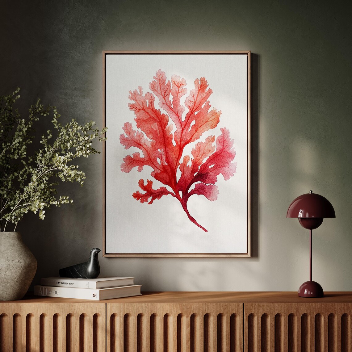Red Coral Watercolor Abstract Coastal Art Print - Image 5