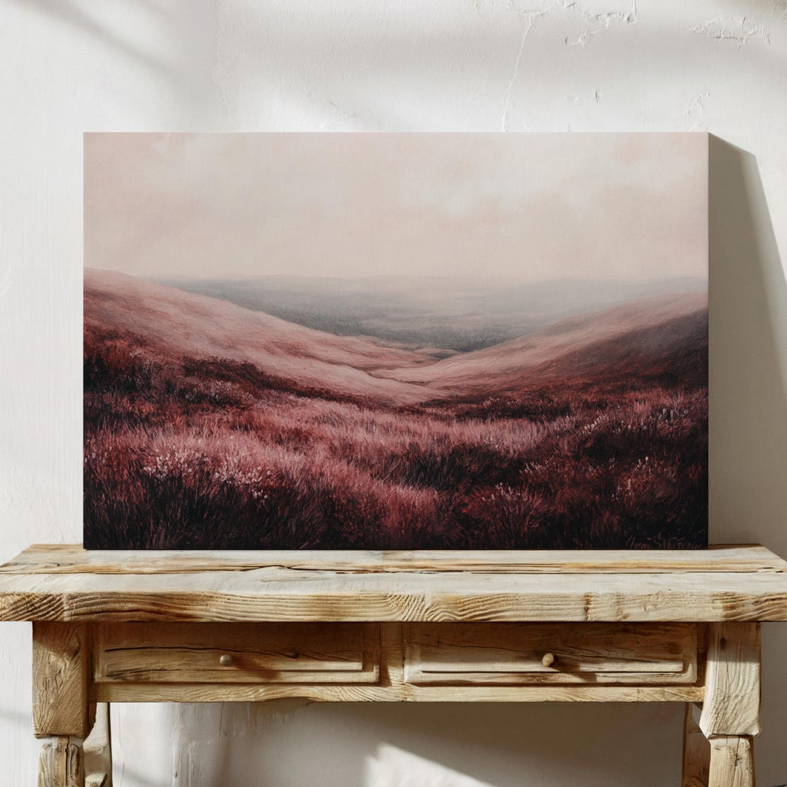 Muted Pink Valley Art Print, Minimalist Landscape