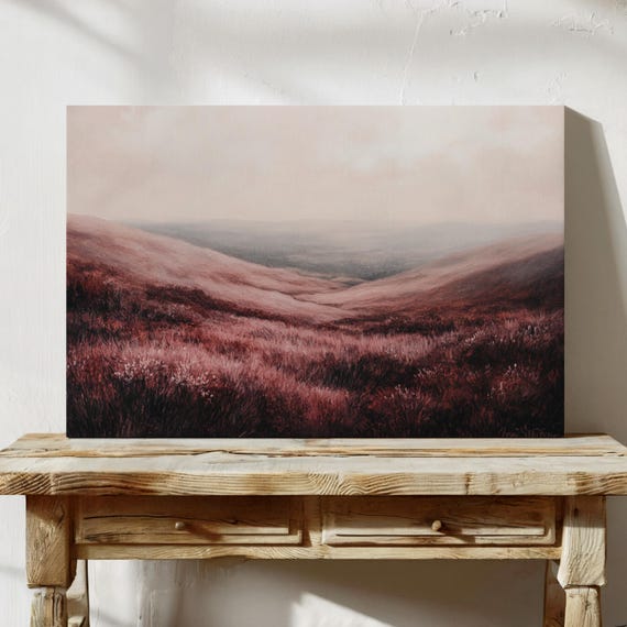 Muted Pink Valley Art Print, Minimalist Landscape