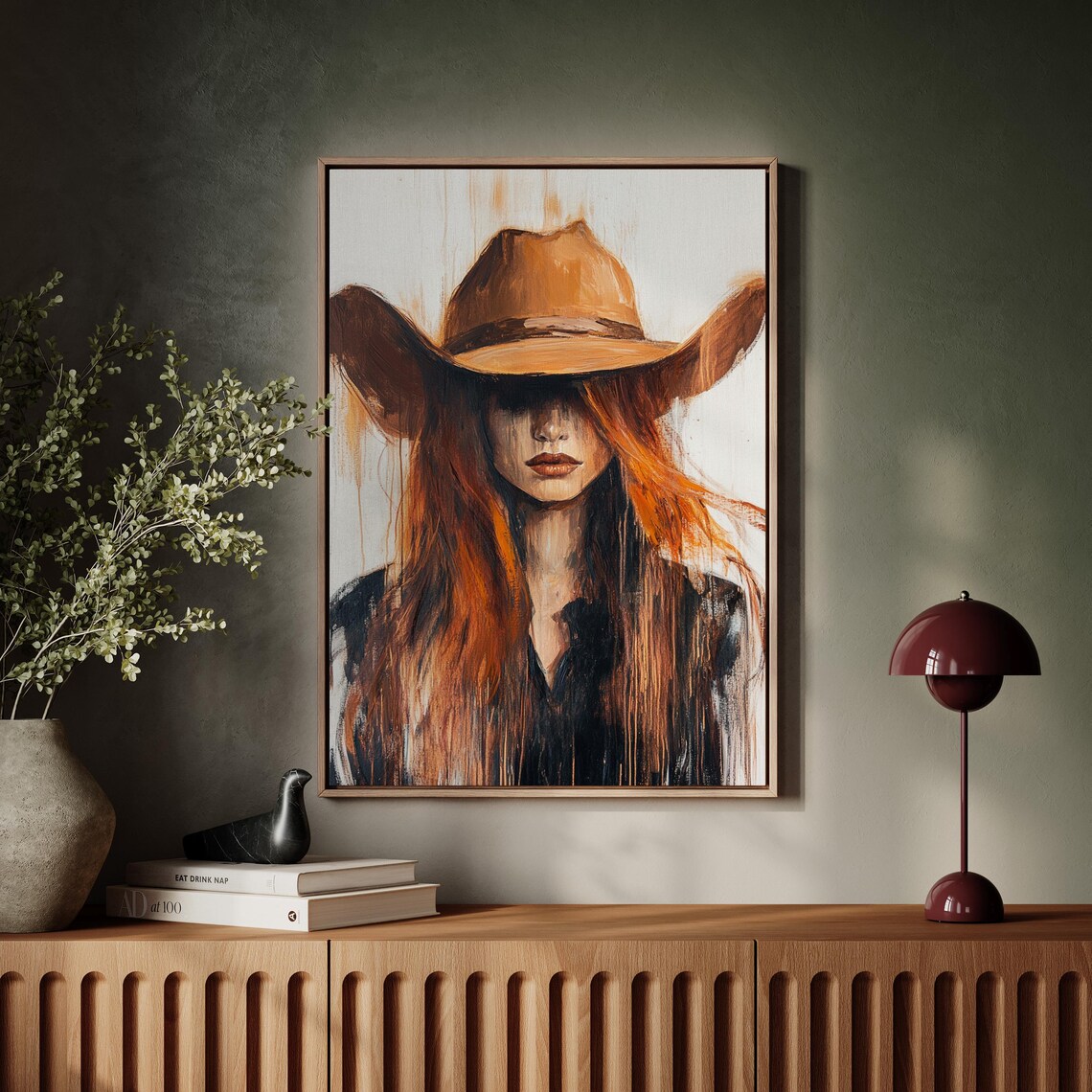 Cowgirl Wall Art, Rustic Boho Western Woman Painting - Image 3