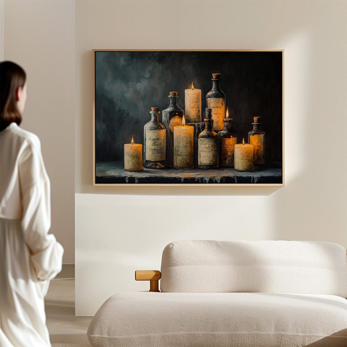 Vintage Apothecary Bottles And Glowing Candles Dark Rustic Poster - Image 5