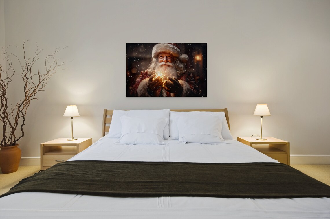 Santa With Magic In His Hands Christmas Art Print - Image 4