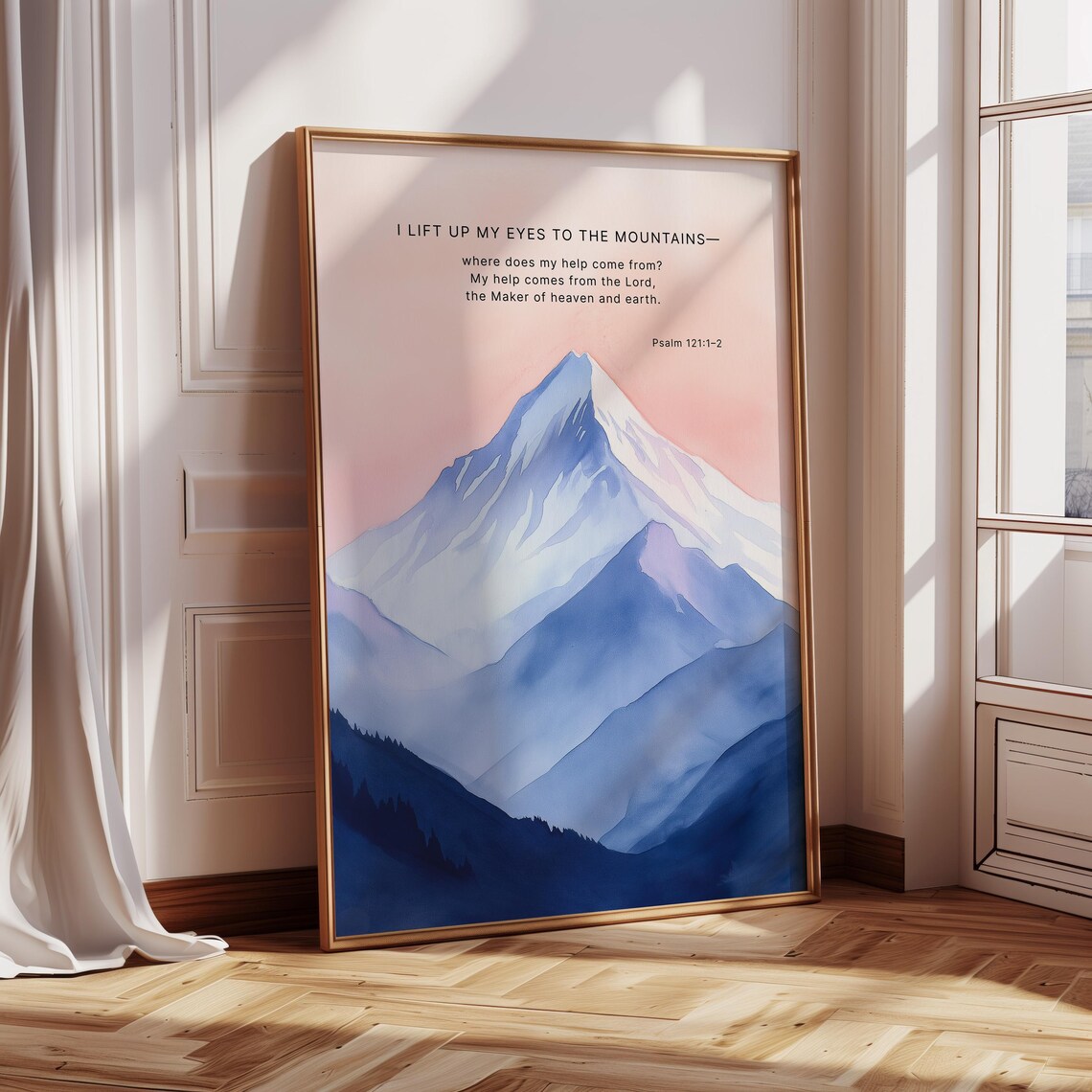 Psalm 121:1-2 Inspirational Mountain Art Print - Image 4