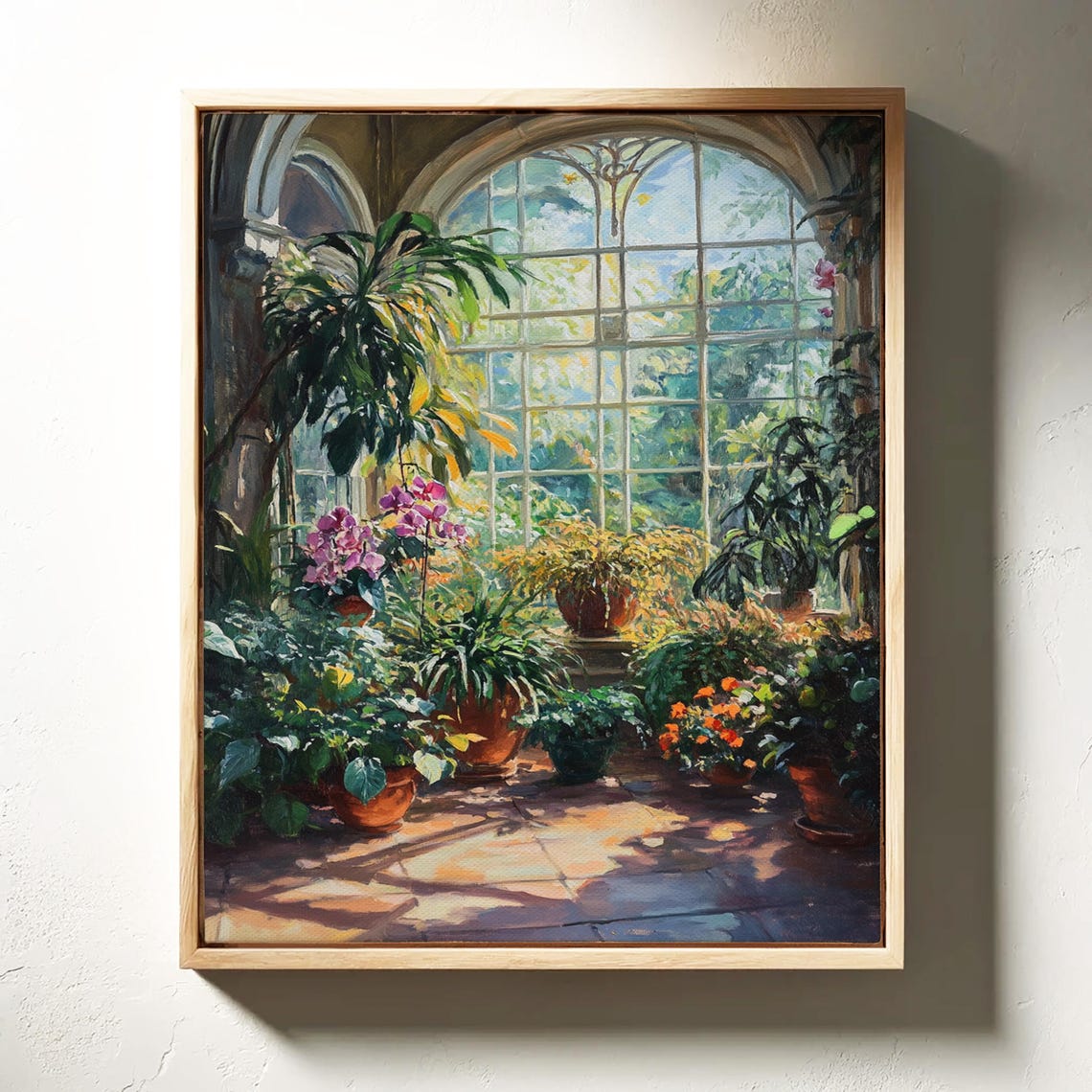 Sunlit Conservatory Interior With Arched Windows Lush Plants Poster - Image 7