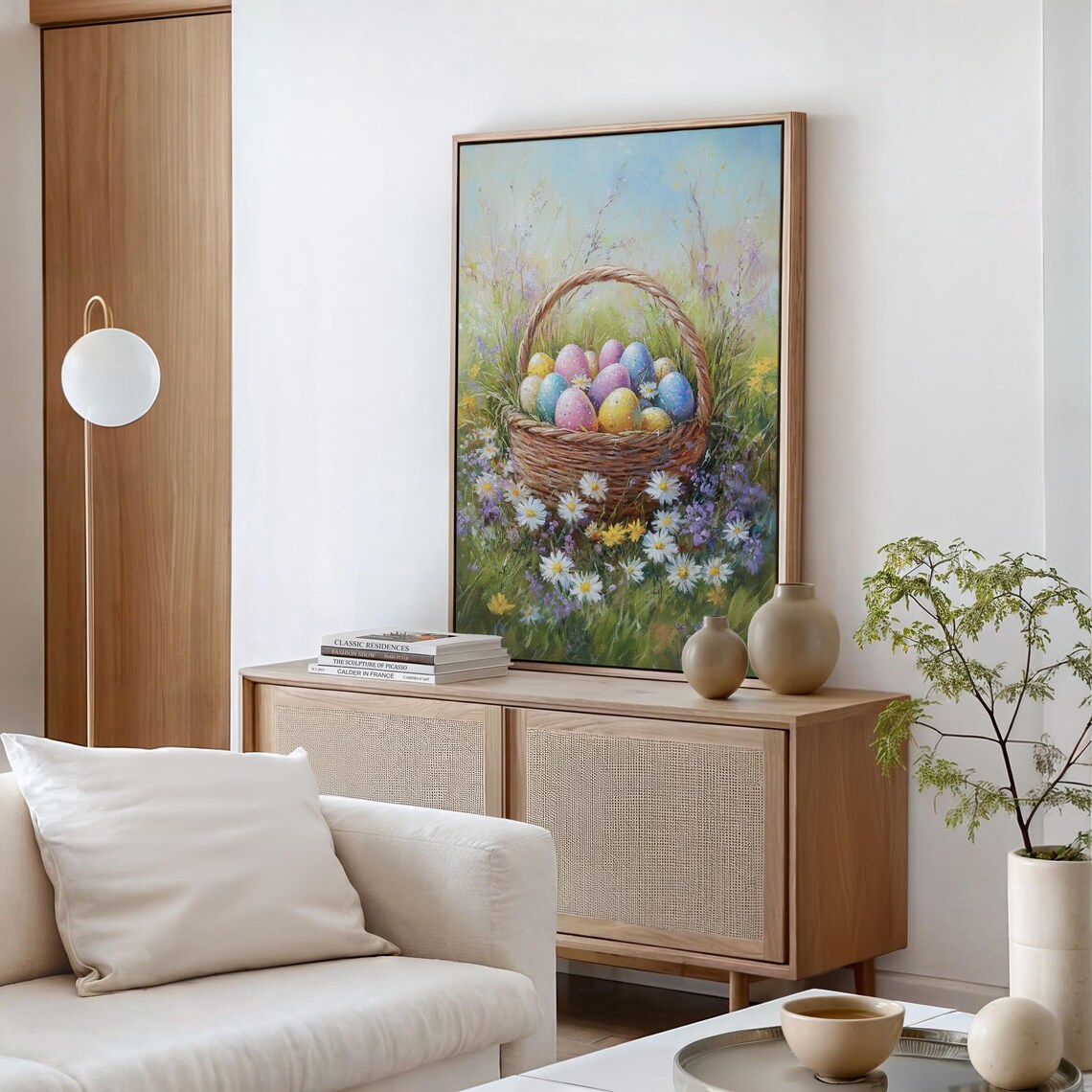 Pastel Easter Eggs In Wildflower Basket, Spring Meadow Painting - Image 6