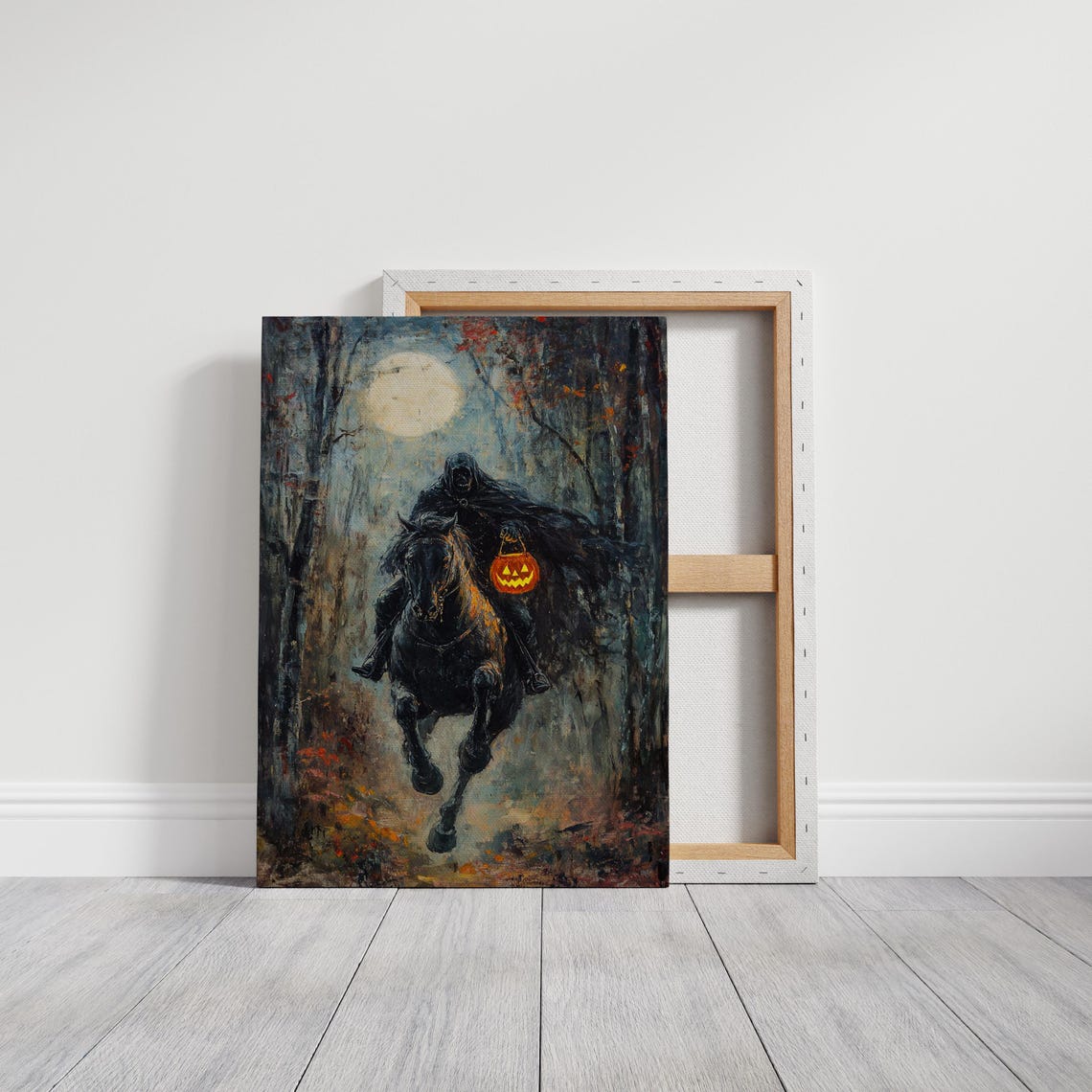 Headless Horseman Halloween Dark Forest Full Moon Pumpkin Rider Poster - Image 3