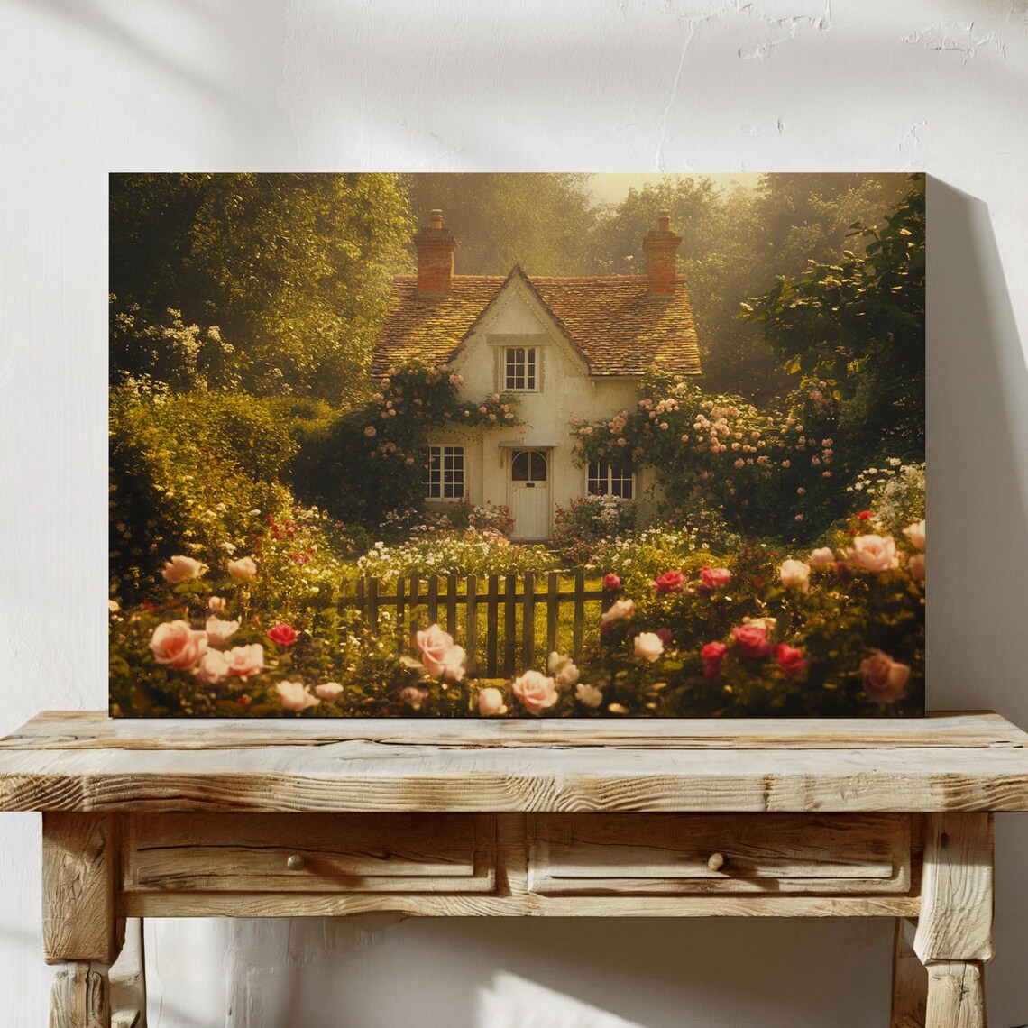 Cottagecore English Cottage Floral Garden Wall Art Print - Image 3