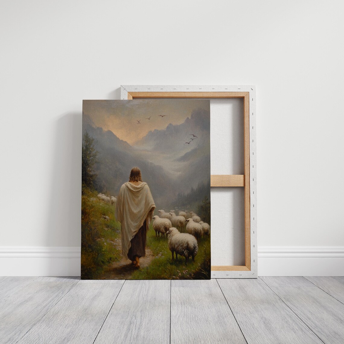 Jesus Leading Sheep Mountain Valley Good Shepherd Faith Poster - Image 5