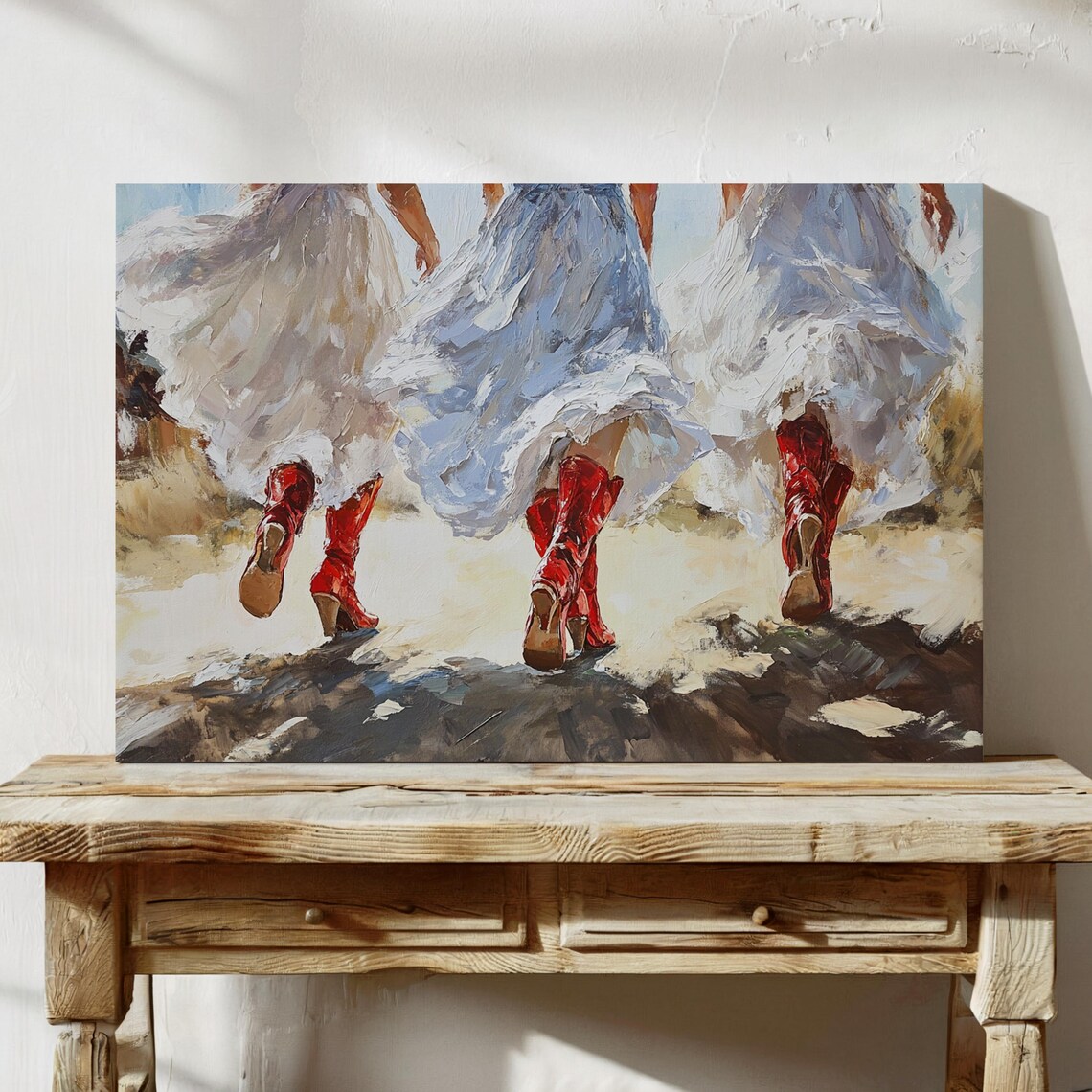 Red Cowboy Boots Country Dance, Rustic Farmhouse Art Print - Image 4