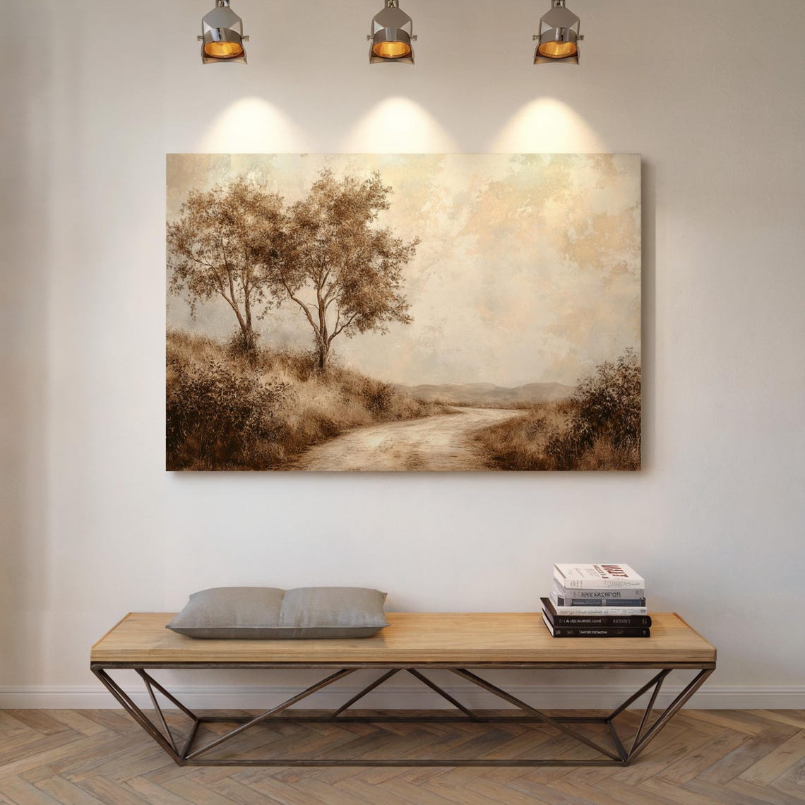 Sepia Toned Country Path with Trees Vintage Landscape Poster - Image 4