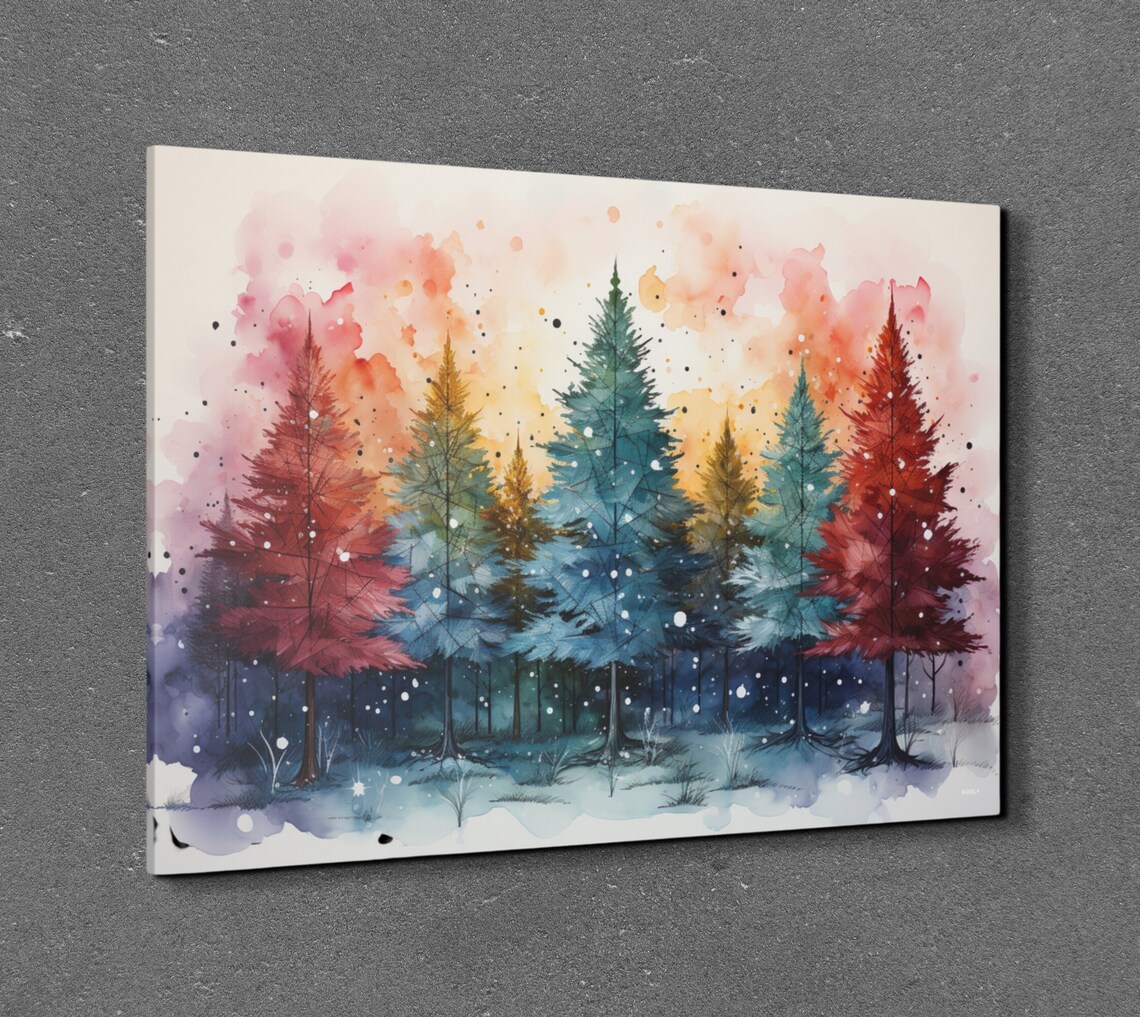 Christmas Tree Winter Landscape, Art Print - Image 7