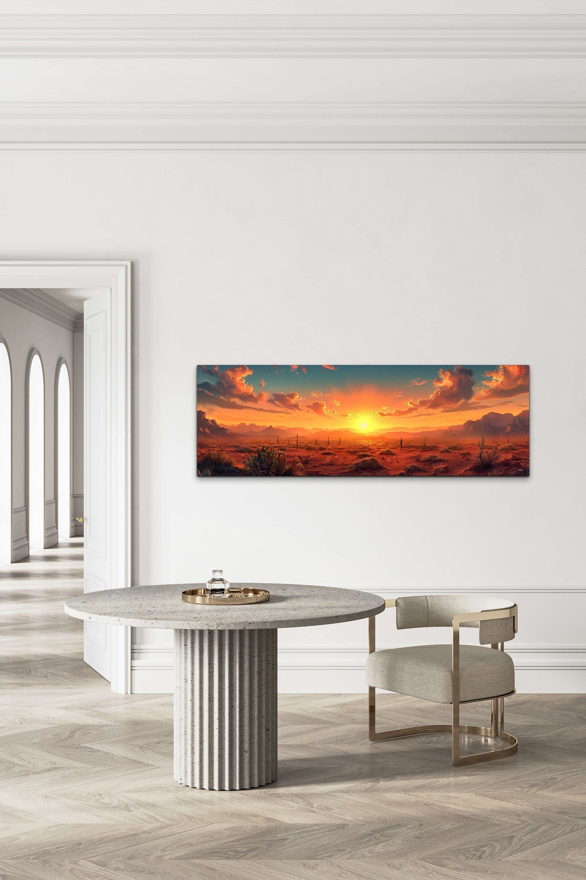 Desert Sunset Saguaro Cactus Panorama Fiery Orange Sky Poster - Image 5