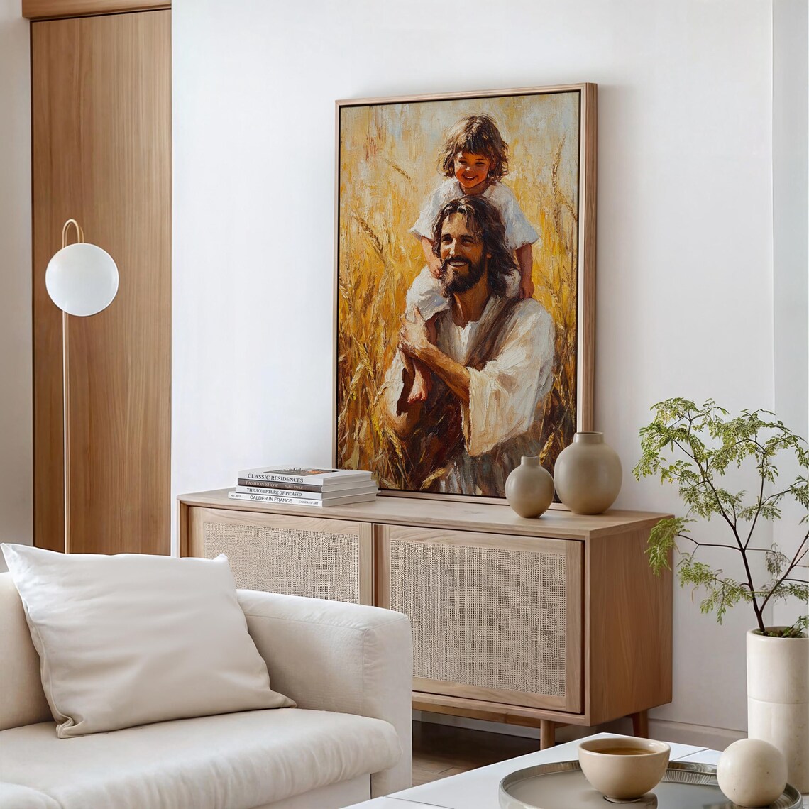 Jesus Carrying Child Golden Wheat Field Joy Christian Poster - Image 4