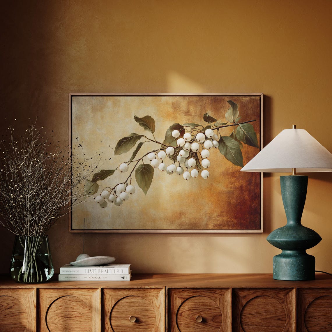 White Winter Berry Branch Botanical Vintage Rustic Art Print - Image 6