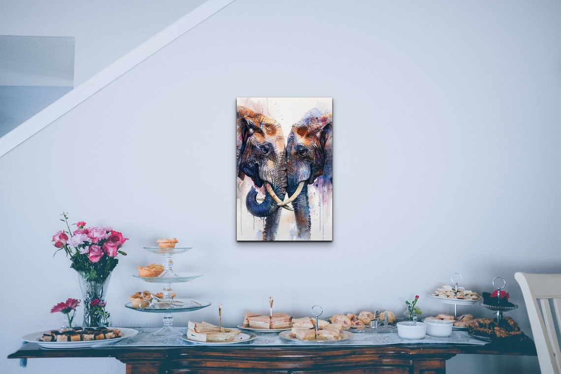 Watercolor Elephants Wall Art Print - Image 4