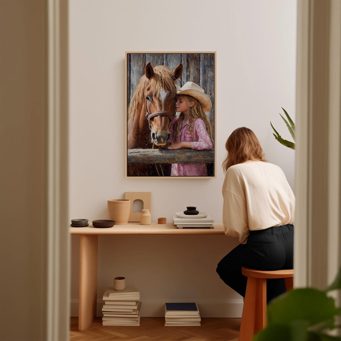 Cowgirl And Horse Art Rustic Western Farmhouse Print Country Girl Wall Decor Equestrian Rodeo Painting Vintage Cowboy Art - Image 4