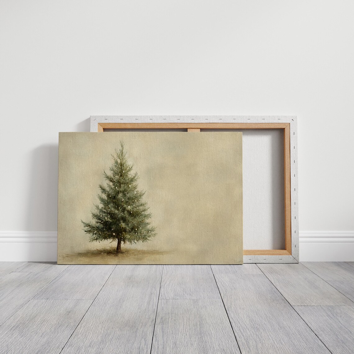 Minimalist Christmas Tree On Neutral Beige Holiday Art Poster - Image 2
