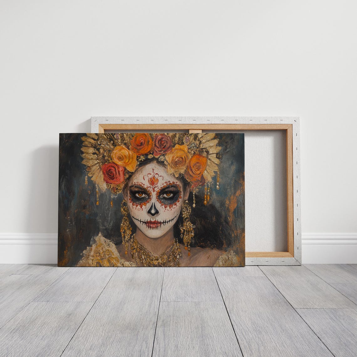 Dia De Los Muertos Rose Crown Sugar Skull Cultural Portrait Poster - Image 7