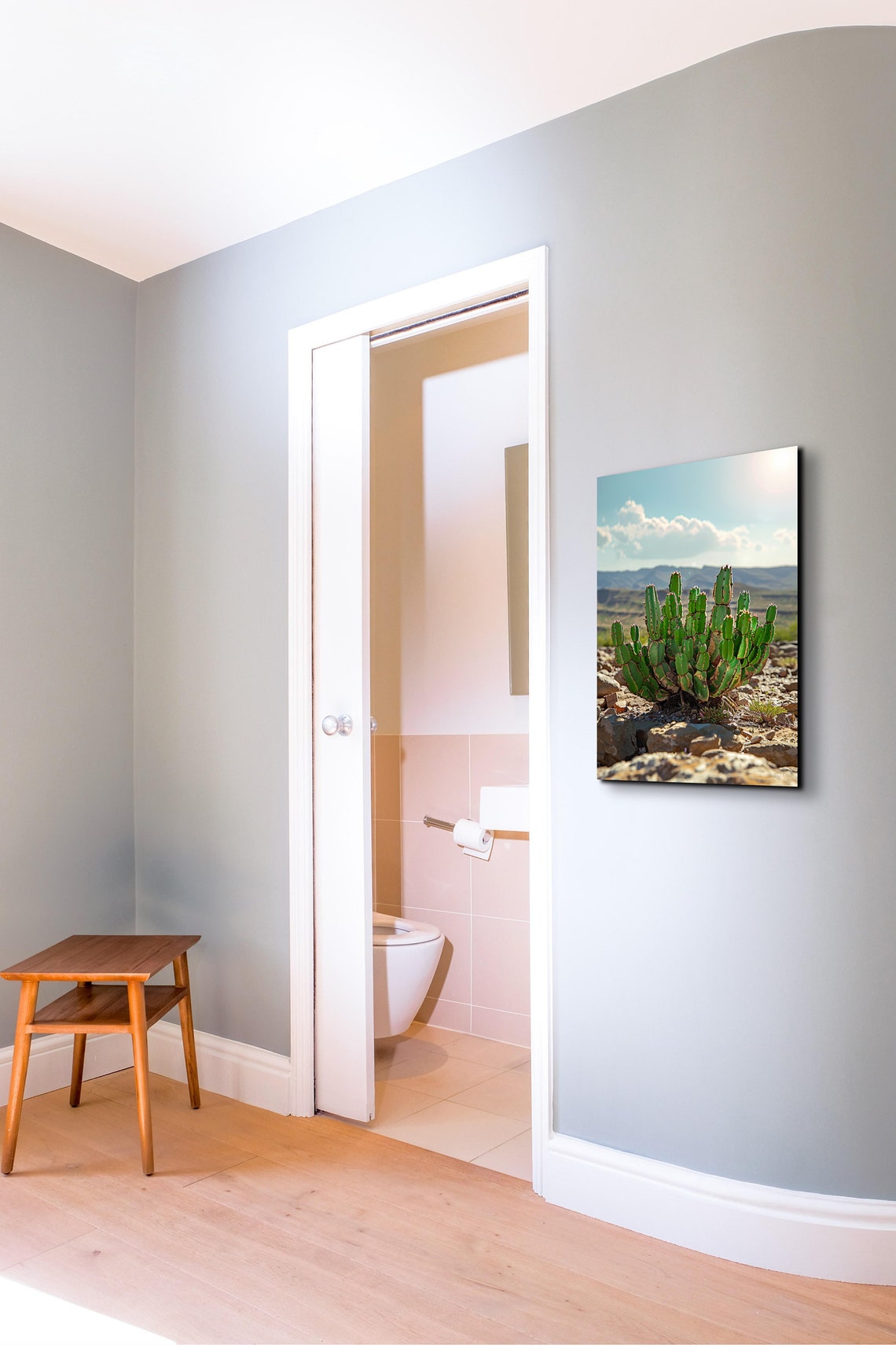 Desert Cactus Cluster With Mountain View Southwest Art Poster - Image 3
