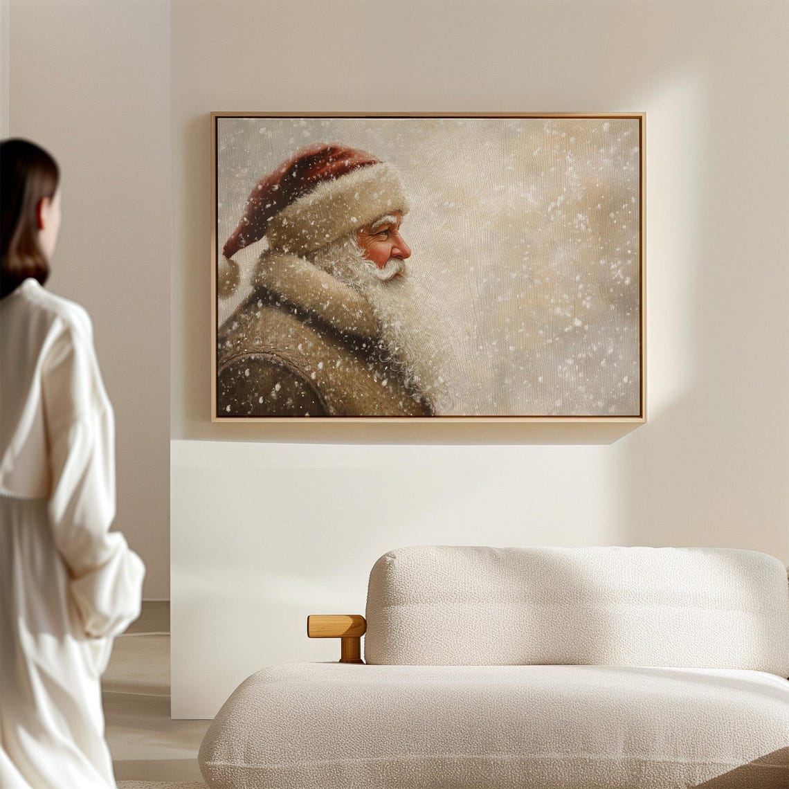 Vintage Santa Claus in Snowfall Nostalgic Christmas Portrait Poster - Image 5