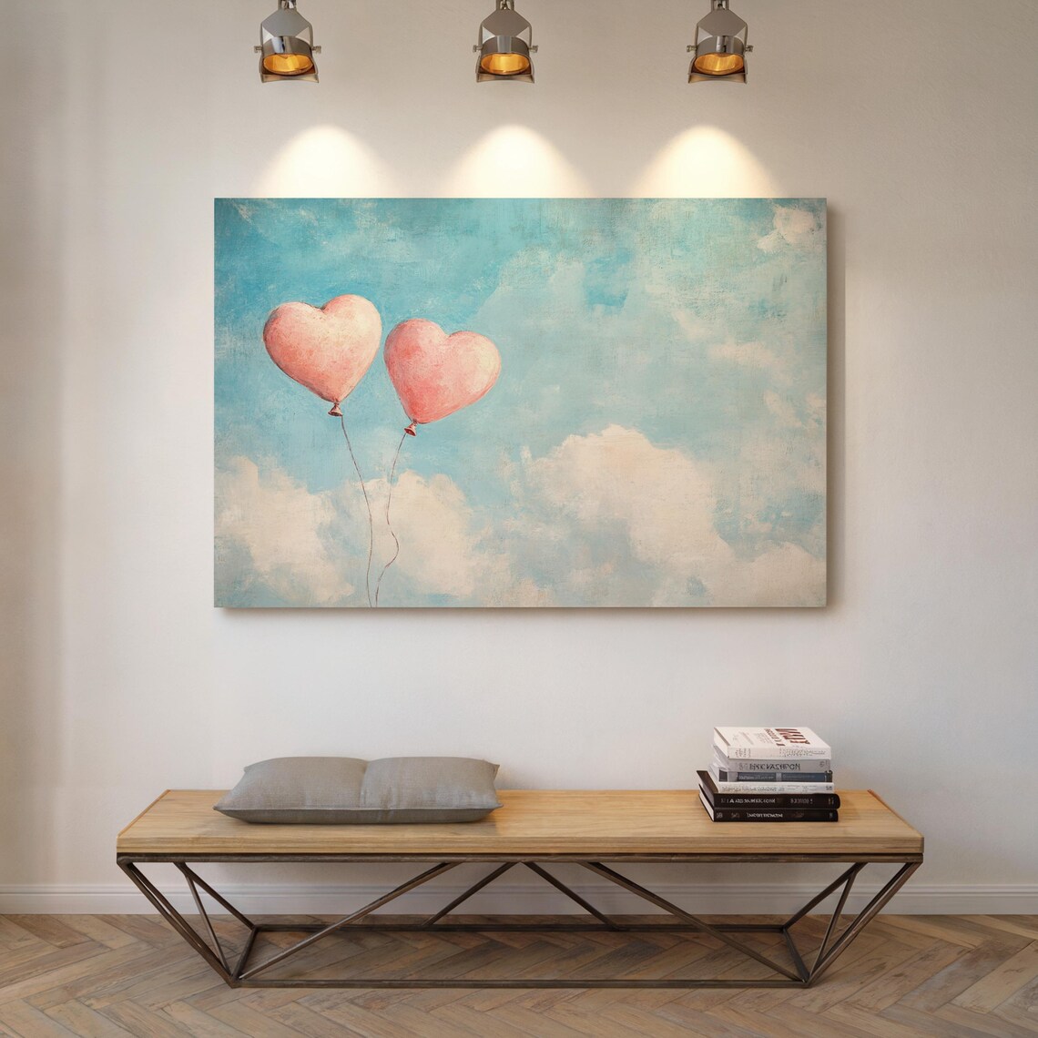 Romantic Heart Balloons In The Sky Art Print - Image 7