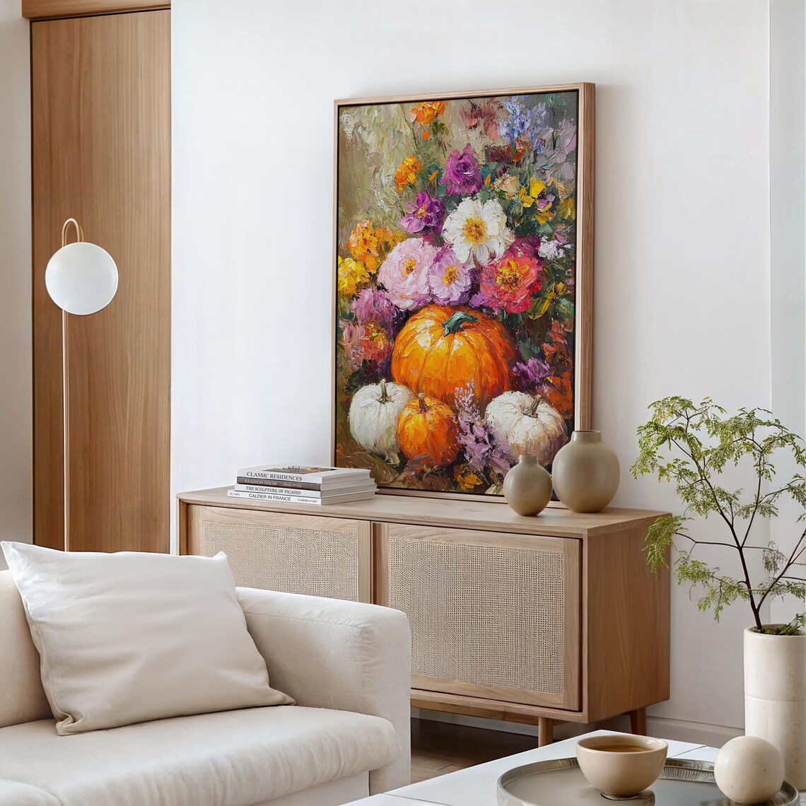 Fall Pumpkin And Floral Bouquet Vibrant Autumn Harvest Art Poster - Image 4