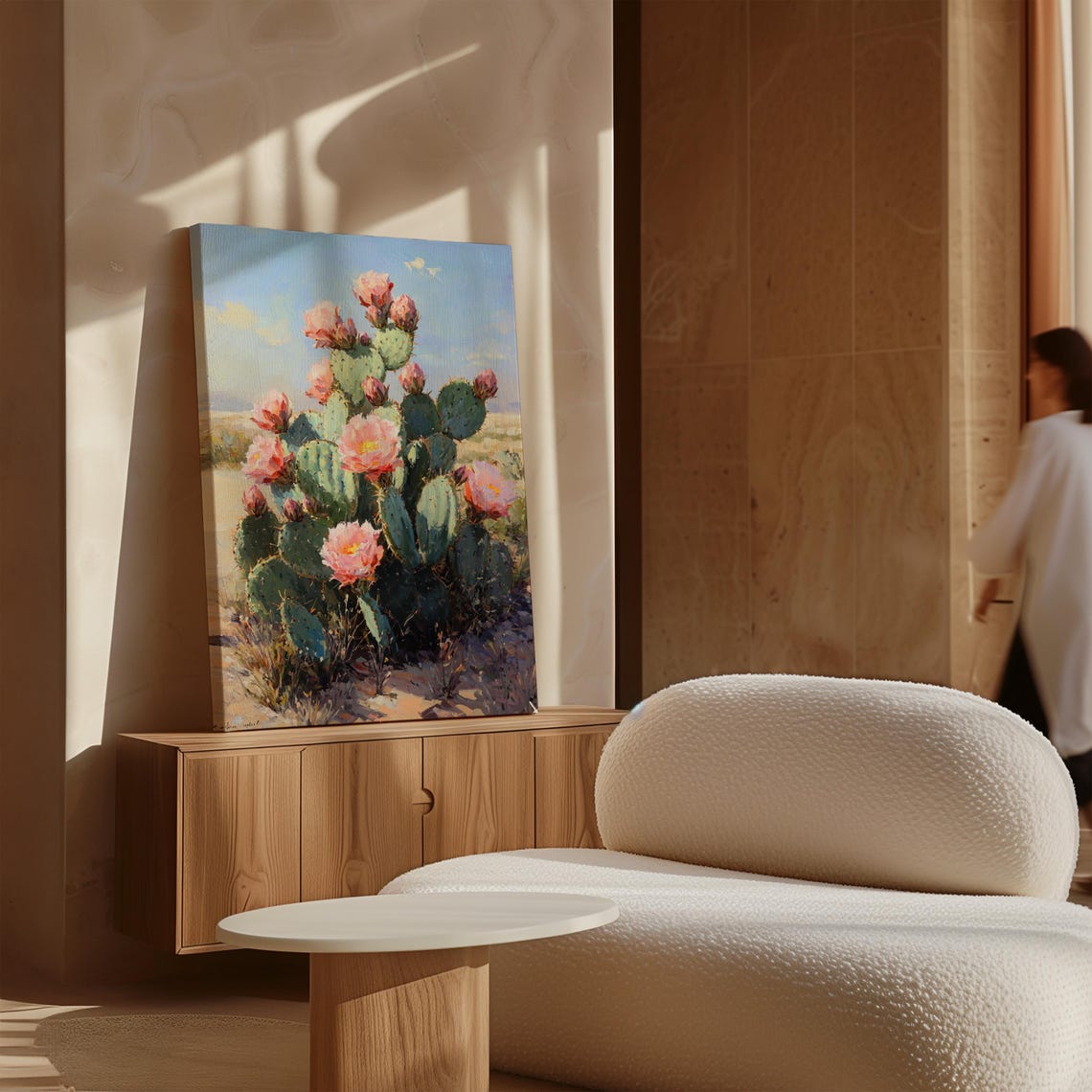 Blooming Prickly Pear Cactus with Pink Flowers Desert Poster - Image 5